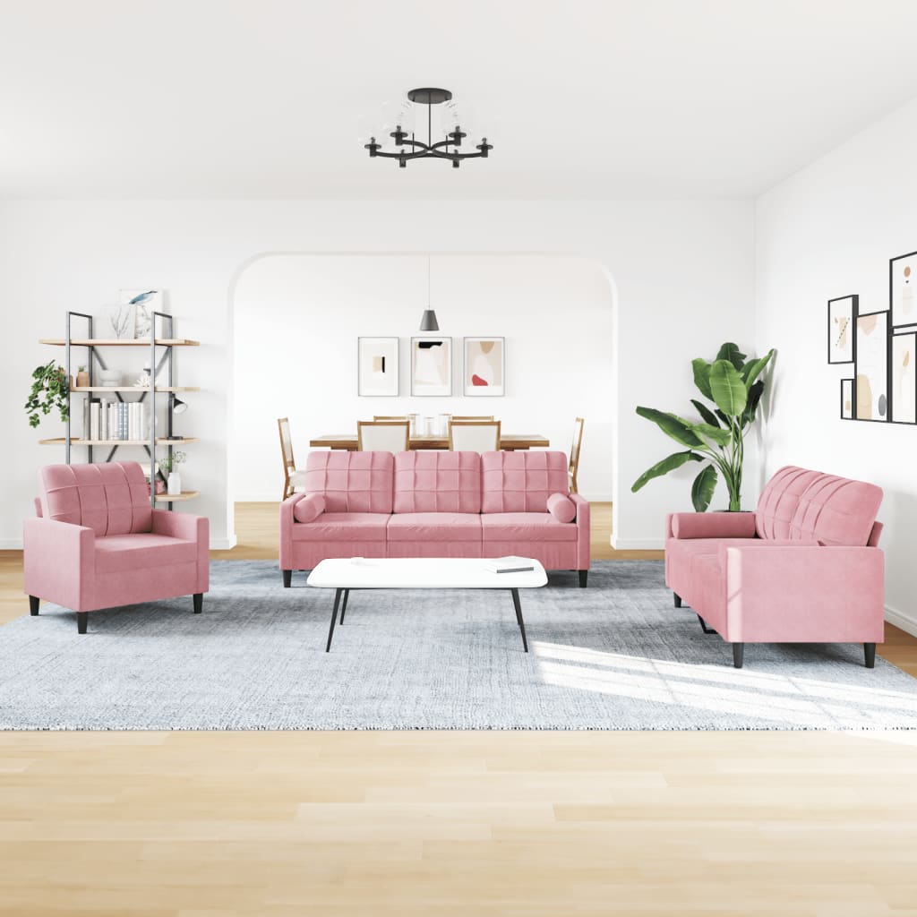 4-delige Loungeset met kussens en bolsters fluweel roze is nu te koop bij PeponiXL, paradijselijk wonen!