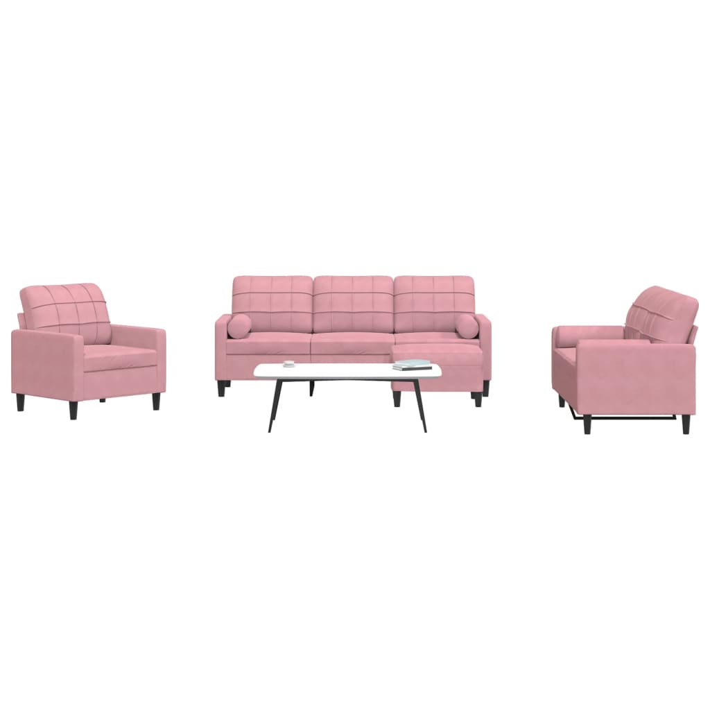 4-delige Loungeset met kussens en bolsters fluweel roze is nu te koop bij PeponiXL, paradijselijk wonen!