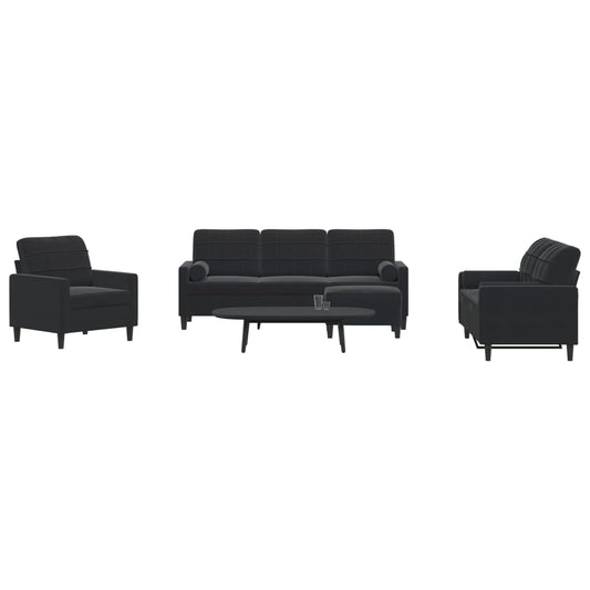 4-delige Loungeset met kussens en bolsters fluweel zwart is nu te koop bij PeponiXL, paradijselijk wonen!