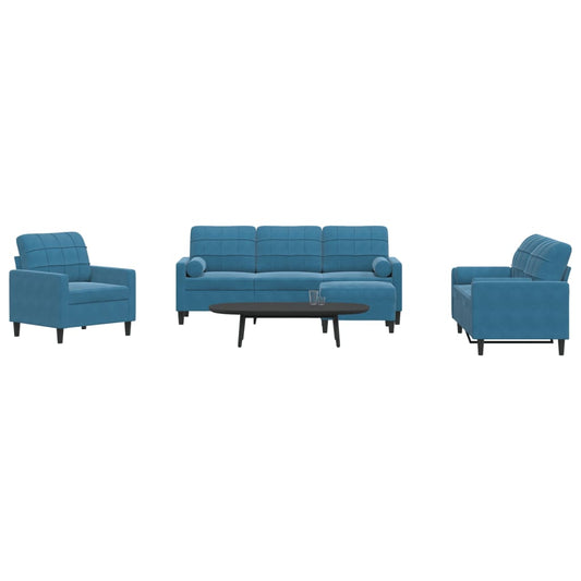 4-delige Loungeset met kussens en bolsters fluweel blauw is nu te koop bij PeponiXL, paradijselijk wonen!