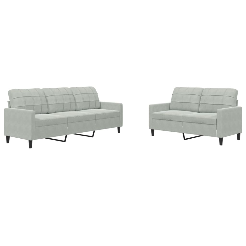 2-delige Loungeset met kussens fluweel lichtgrijs is nu te koop bij PeponiXL, paradijselijk wonen!