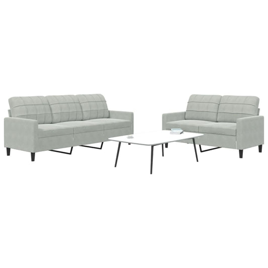 2-delige Loungeset met kussens fluweel lichtgrijs is nu te koop bij PeponiXL, paradijselijk wonen!