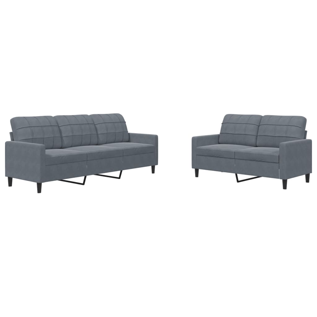 2-delige Loungeset met kussens fluweel donkergrijs is nu te koop bij PeponiXL, paradijselijk wonen!