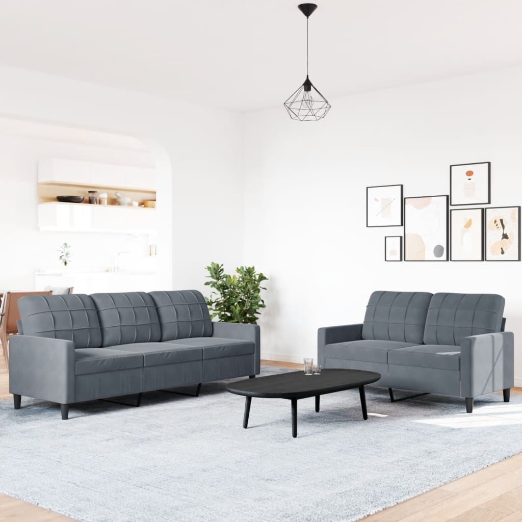 2-delige Loungeset met kussens fluweel donkergrijs is nu te koop bij PeponiXL, paradijselijk wonen!