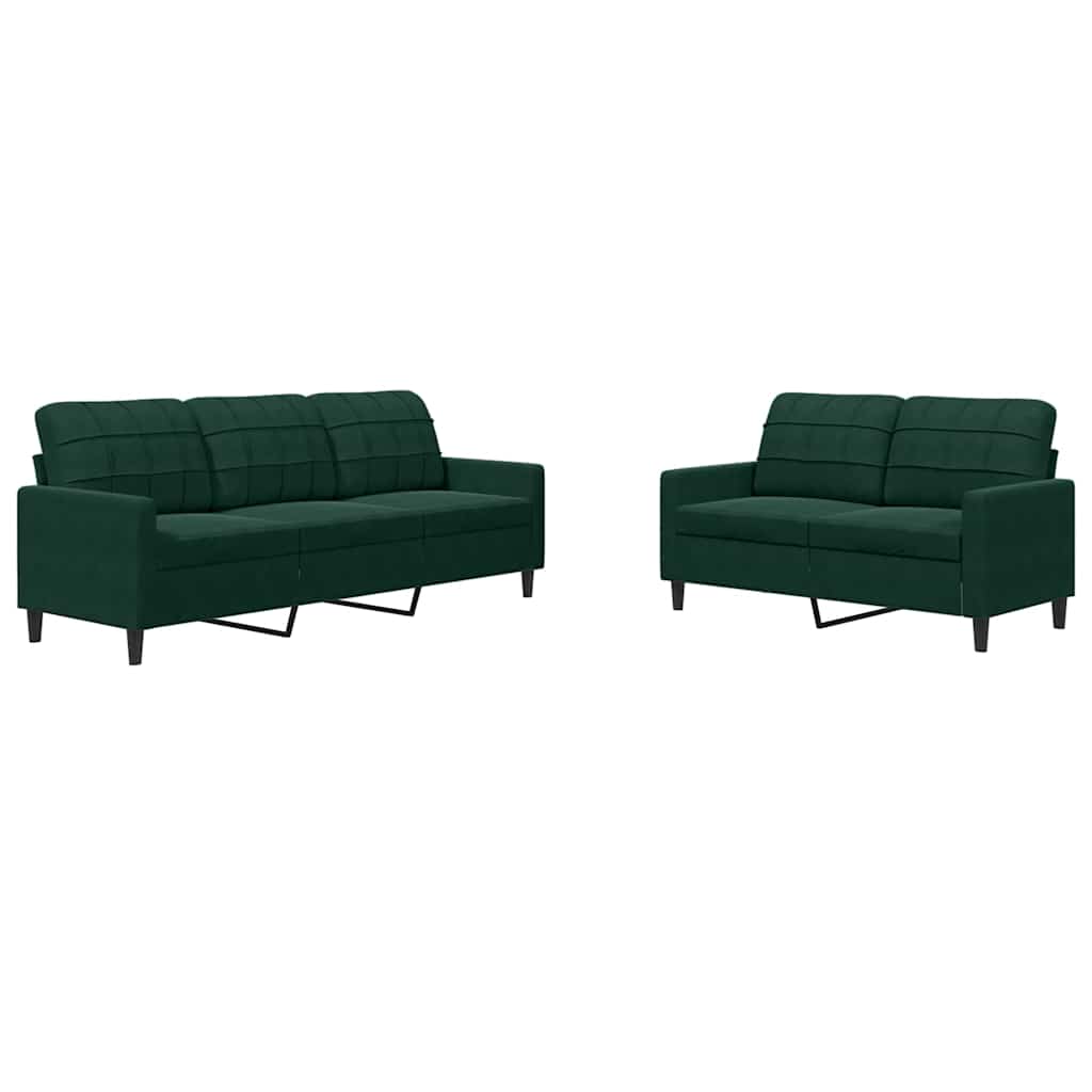2-delige Loungeset met kussens fluweel donkergroen is nu te koop bij PeponiXL, paradijselijk wonen!