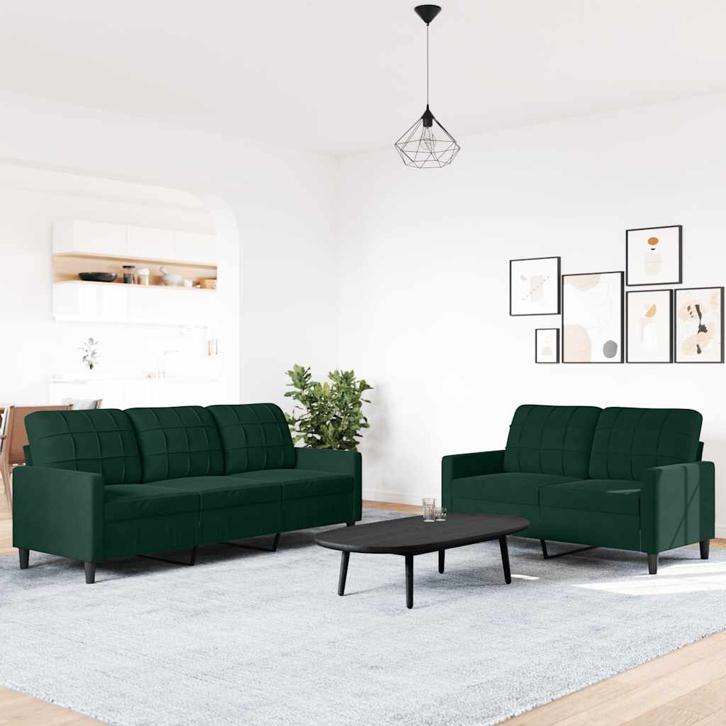 2-delige Loungeset met kussens fluweel donkergroen is nu te koop bij PeponiXL, paradijselijk wonen!