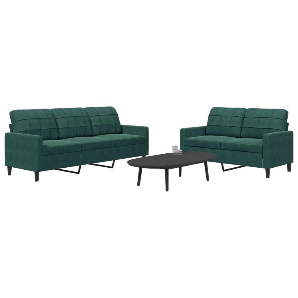 2-delige Loungeset met kussens fluweel donkergroen is nu te koop bij PeponiXL, paradijselijk wonen!