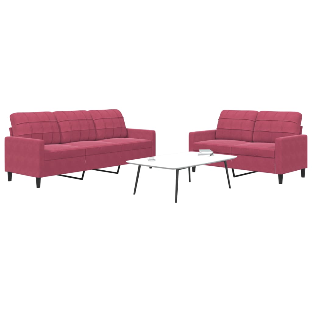2-delige Loungeset met kussens fluweel wijnrood is nu te koop bij PeponiXL, paradijselijk wonen!