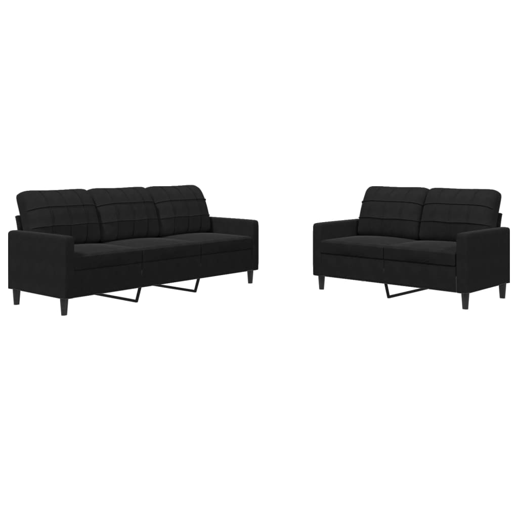 2-delige Loungeset met kussens fluweel zwart is nu te koop bij PeponiXL, paradijselijk wonen!