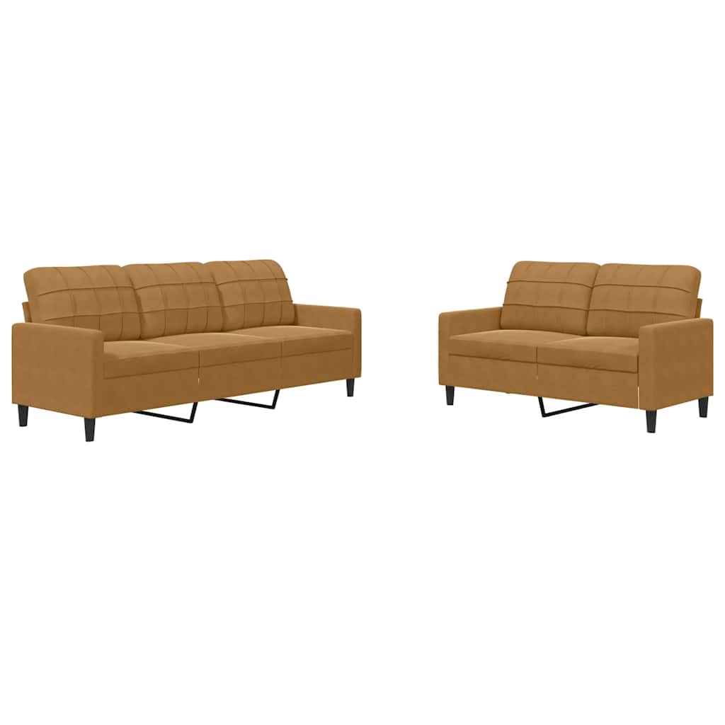 2-delige Loungeset met kussens fluweel bruin is nu te koop bij PeponiXL, paradijselijk wonen!
