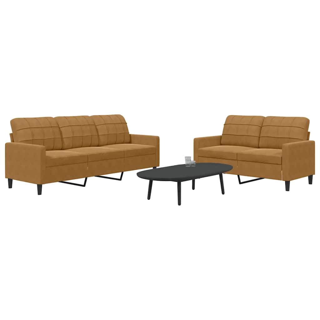 2-delige Loungeset met kussens fluweel bruin is nu te koop bij PeponiXL, paradijselijk wonen!