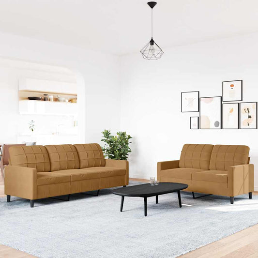 2-delige Loungeset met kussens fluweel bruin is nu te koop bij PeponiXL, paradijselijk wonen!