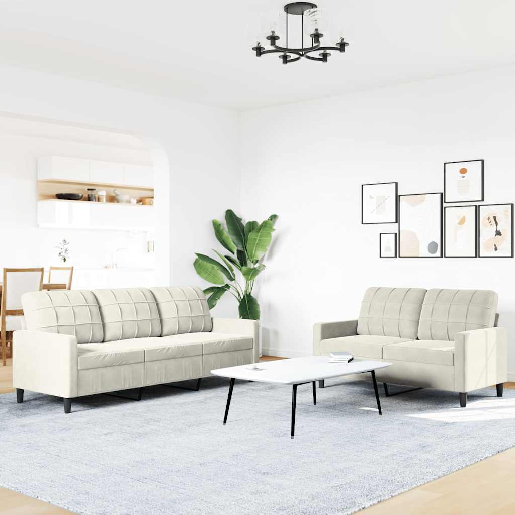 2-delige Loungeset met kussens fluweel crèmekleurig is nu te koop bij PeponiXL, paradijselijk wonen!