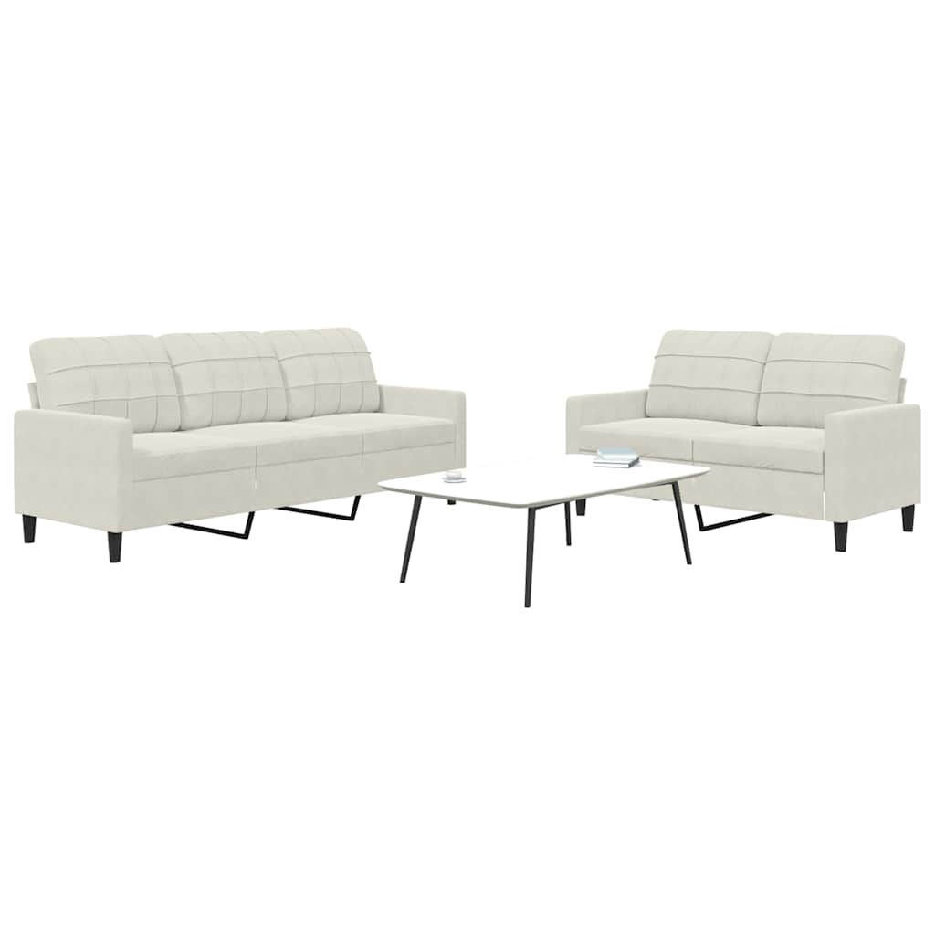 2-delige Loungeset met kussens fluweel crèmekleurig is nu te koop bij PeponiXL, paradijselijk wonen!