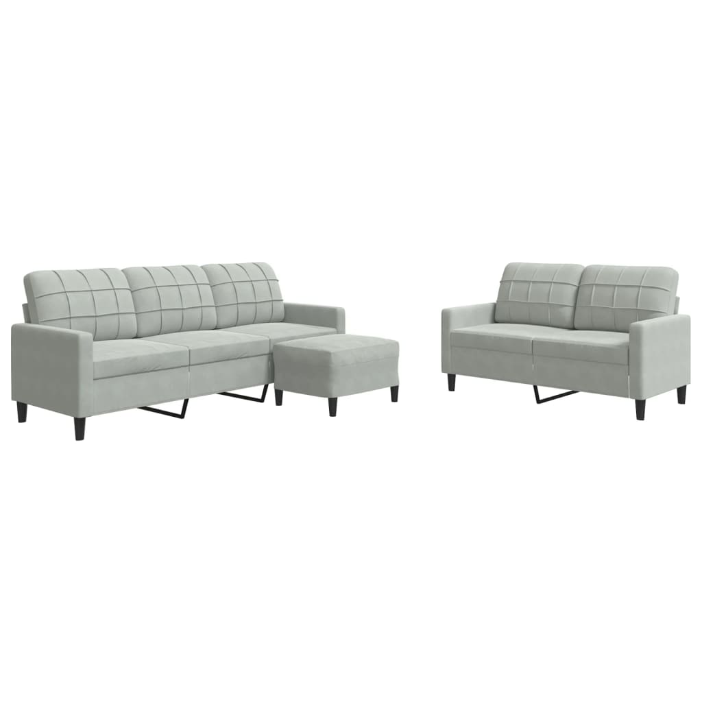 3-delige Loungeset met kussens fluweel lichtgrijs is nu te koop bij PeponiXL, paradijselijk wonen!
