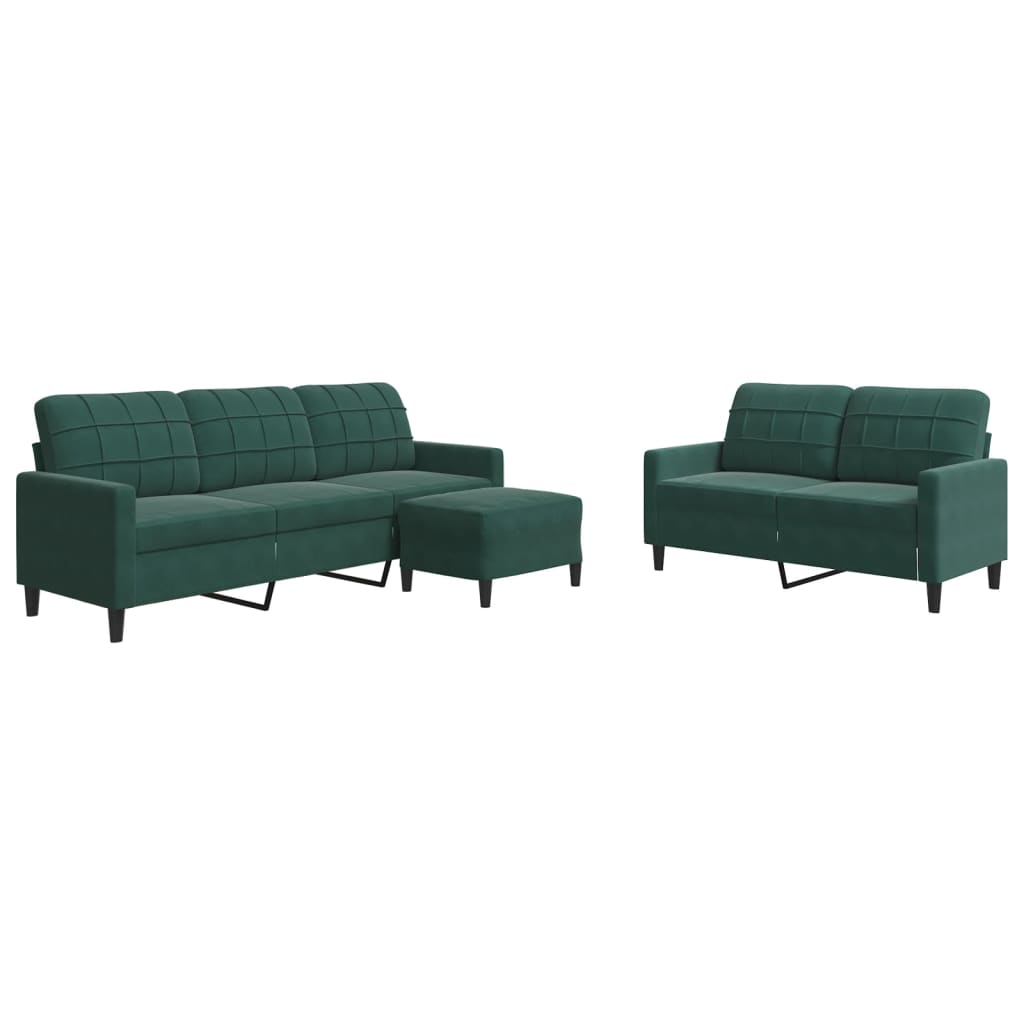 3-delige Loungeset met kussens fluweel donkergroen is nu te koop bij PeponiXL, paradijselijk wonen!