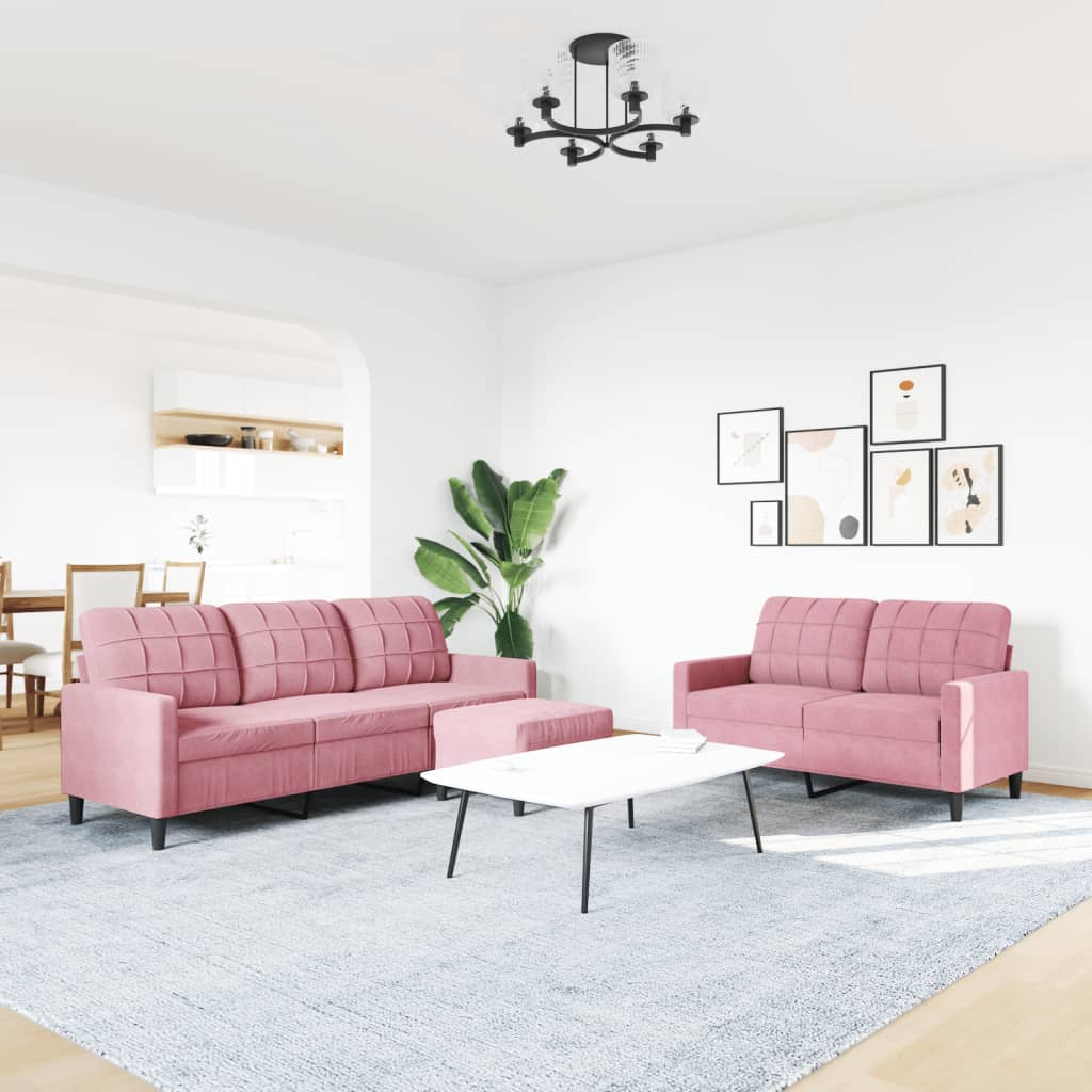3-delige Loungeset met kussens fluweel roze is nu te koop bij PeponiXL, paradijselijk wonen!