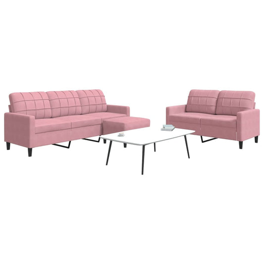 3-delige Loungeset met kussens fluweel roze is nu te koop bij PeponiXL, paradijselijk wonen!