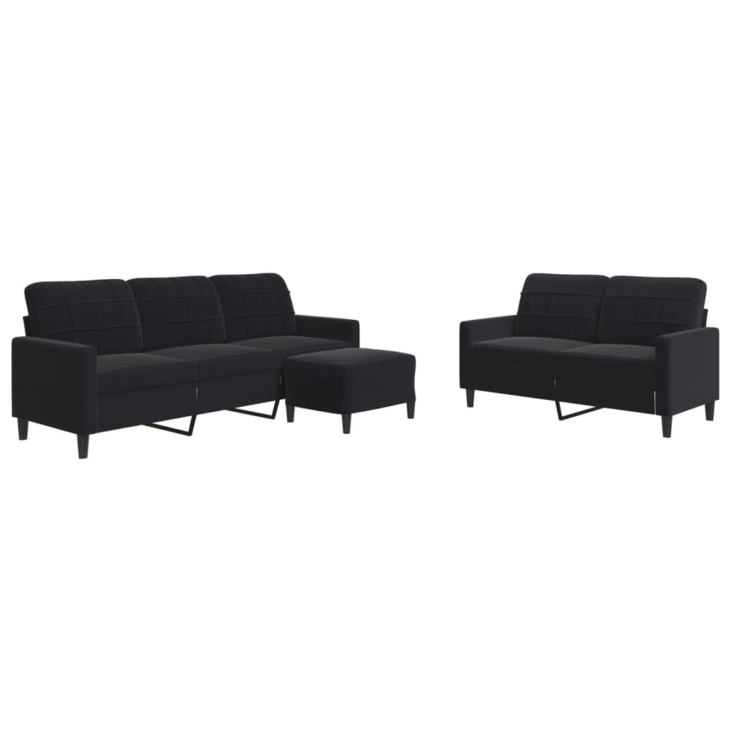 3-delige Loungeset met kussens fluweel zwart is nu te koop bij PeponiXL, paradijselijk wonen!