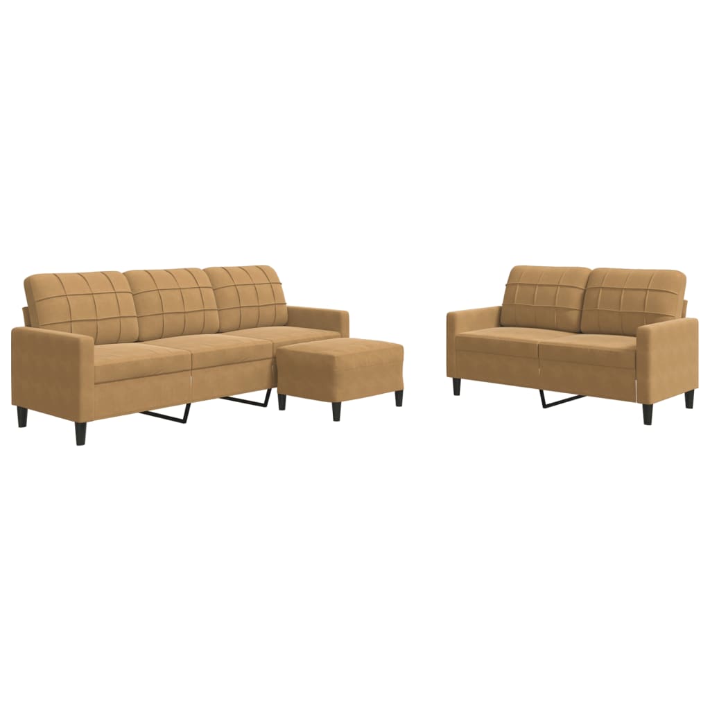 3-delige Loungeset met kussens fluweel bruin is nu te koop bij PeponiXL, paradijselijk wonen!