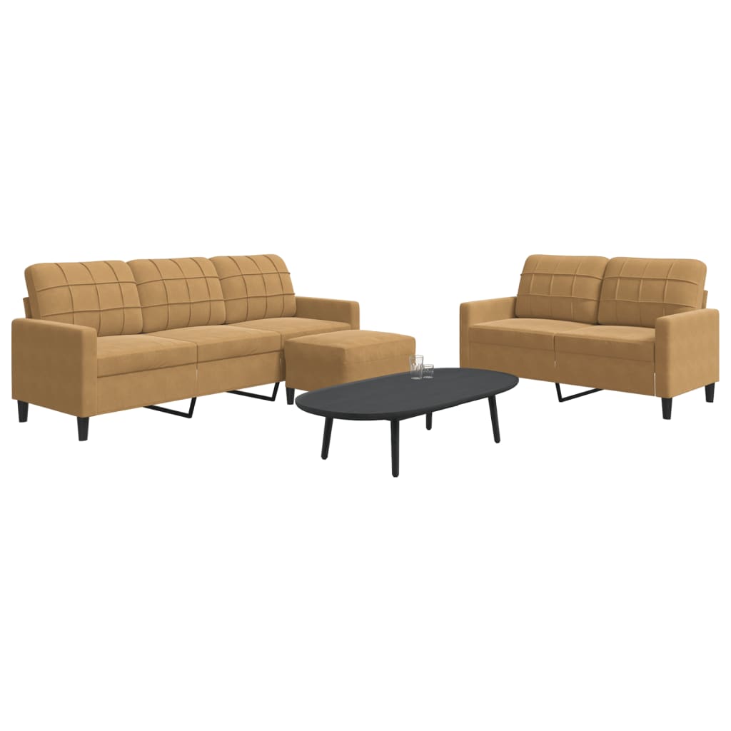 3-delige Loungeset met kussens fluweel bruin is nu te koop bij PeponiXL, paradijselijk wonen!