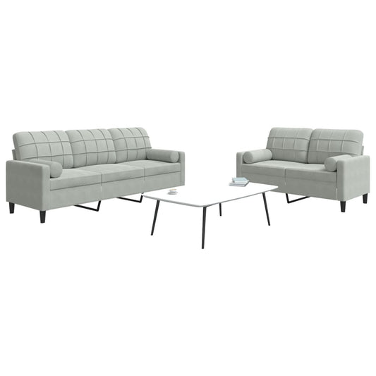 2-delige Loungeset met kussens en bolsters fluweel lichtgrijs is nu te koop bij PeponiXL, paradijselijk wonen!