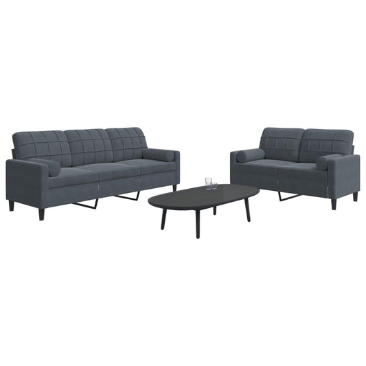 2-delige Loungeset met kussens en bolsters fluweel donkergrijs is nu te koop bij PeponiXL, paradijselijk wonen!