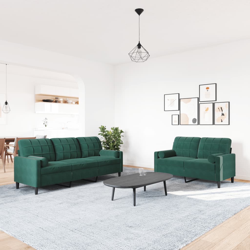 2-delige Loungeset met kussens en bolsters fluweel donkergroen is nu te koop bij PeponiXL, paradijselijk wonen!