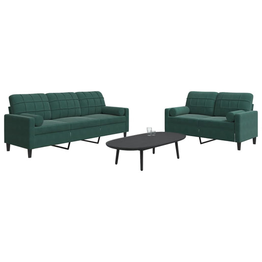 2-delige Loungeset met kussens en bolsters fluweel donkergroen is nu te koop bij PeponiXL, paradijselijk wonen!