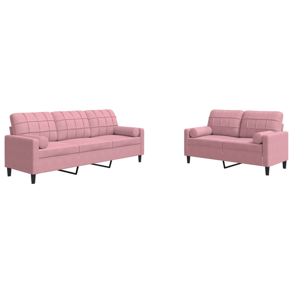 2-delige Loungeset met kussens en bolsters fluweel roze is nu te koop bij PeponiXL, paradijselijk wonen!
