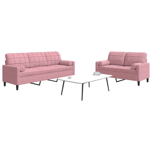 2-delige Loungeset met kussens en bolsters fluweel roze is nu te koop bij PeponiXL, paradijselijk wonen!