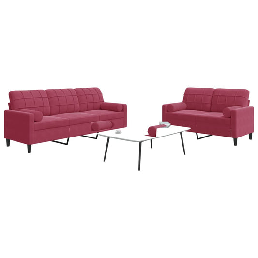 2-delige Loungeset met kussens en bolsters fluweel wijnrood is nu te koop bij PeponiXL, paradijselijk wonen!