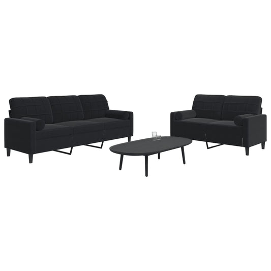 2-delige Loungeset met kussens en bolsters fluweel zwart is nu te koop bij PeponiXL, paradijselijk wonen!