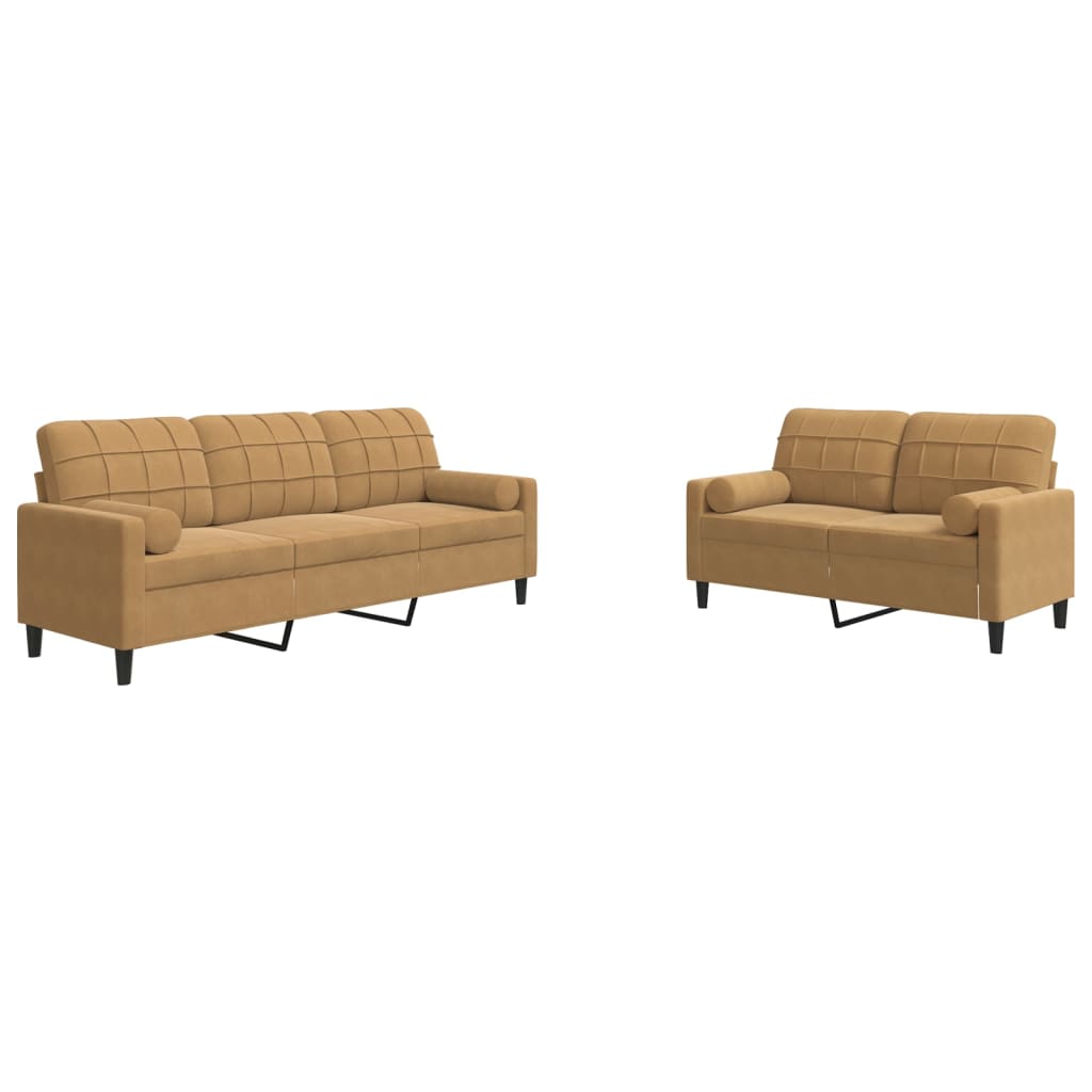 2-delige Loungeset met kussens en bolsters fluweel bruin is nu te koop bij PeponiXL, paradijselijk wonen!