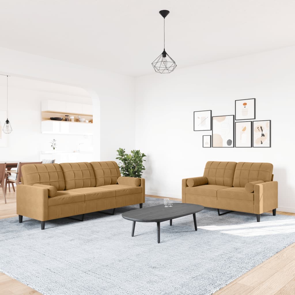 2-delige Loungeset met kussens en bolsters fluweel bruin is nu te koop bij PeponiXL, paradijselijk wonen!