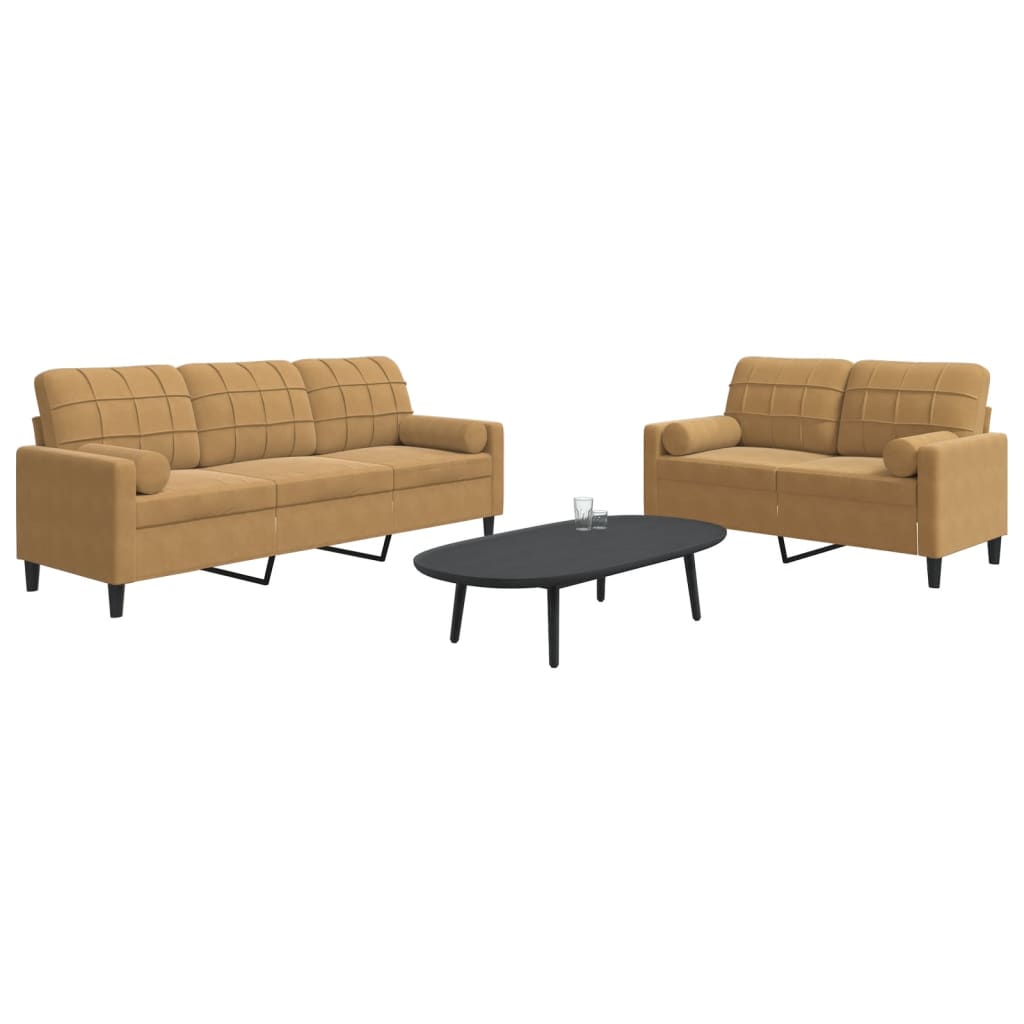 2-delige Loungeset met kussens en bolsters fluweel bruin is nu te koop bij PeponiXL, paradijselijk wonen!