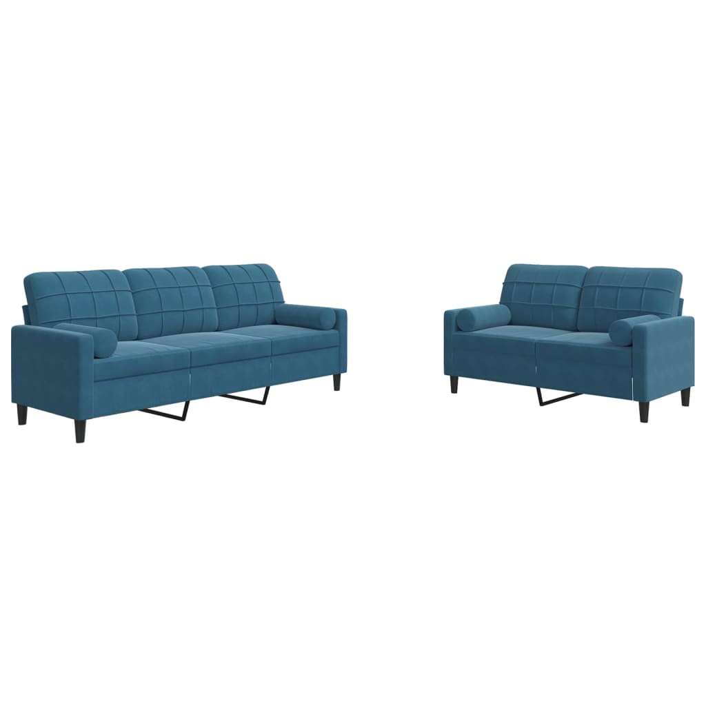 2-delige Loungeset met kussens en bolsters fluweel blauw is nu te koop bij PeponiXL, paradijselijk wonen!