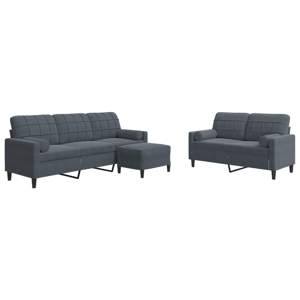 3-delige Loungeset met kussens en bolsters fluweel donkergrijs is nu te koop bij PeponiXL, paradijselijk wonen!