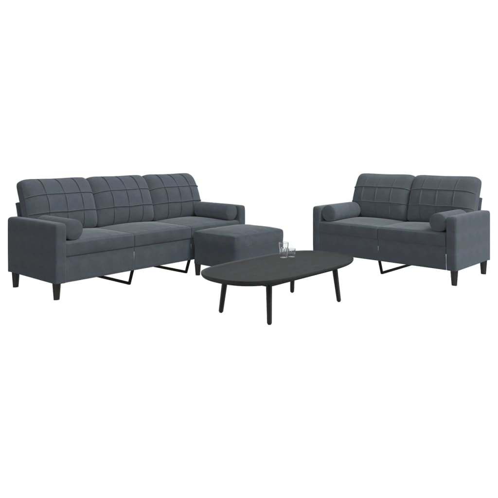 3-delige Loungeset met kussens en bolsters fluweel donkergrijs is nu te koop bij PeponiXL, paradijselijk wonen!