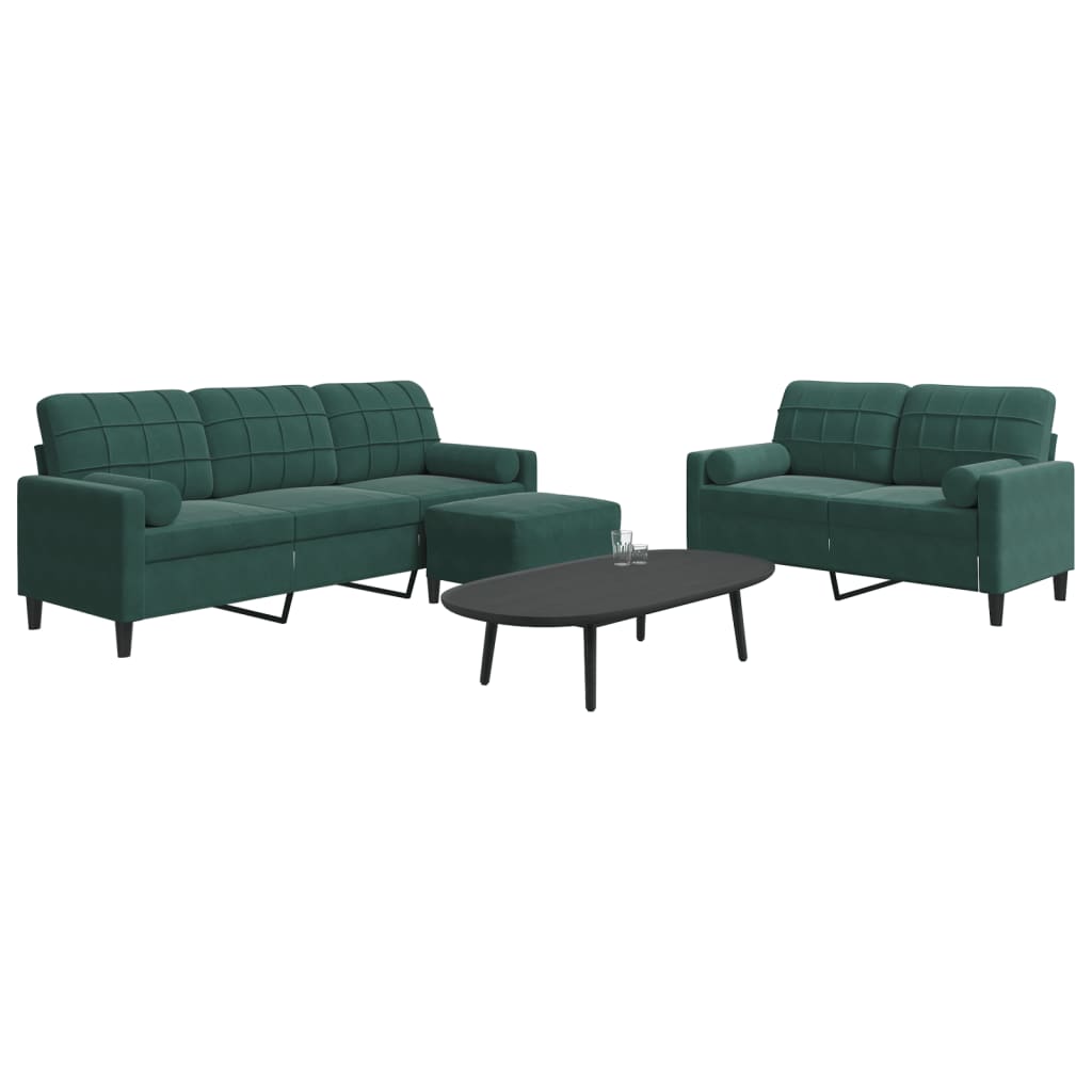 3-delige Loungeset met kussens en bolsters fluweel donkergroen is nu te koop bij PeponiXL, paradijselijk wonen!