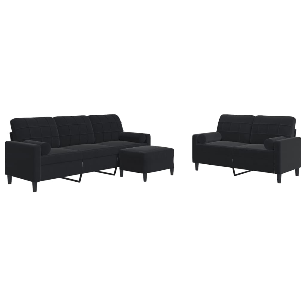 3-delige Loungeset met kussens en bolsters fluweel zwart is nu te koop bij PeponiXL, paradijselijk wonen!