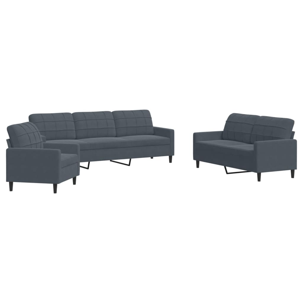 3-delige Loungeset met kussens fluweel donkergrijs is nu te koop bij PeponiXL, paradijselijk wonen!