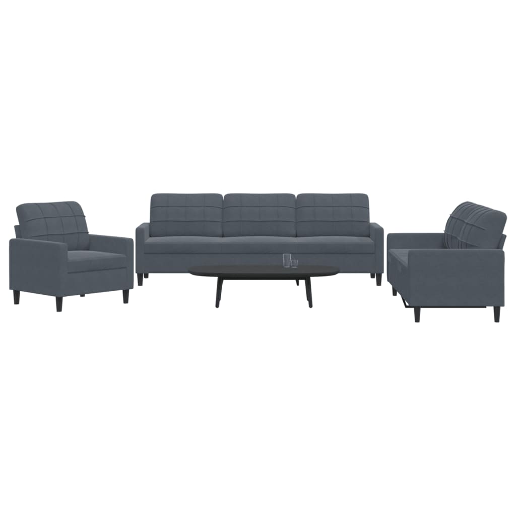 3-delige Loungeset met kussens fluweel donkergrijs is nu te koop bij PeponiXL, paradijselijk wonen!