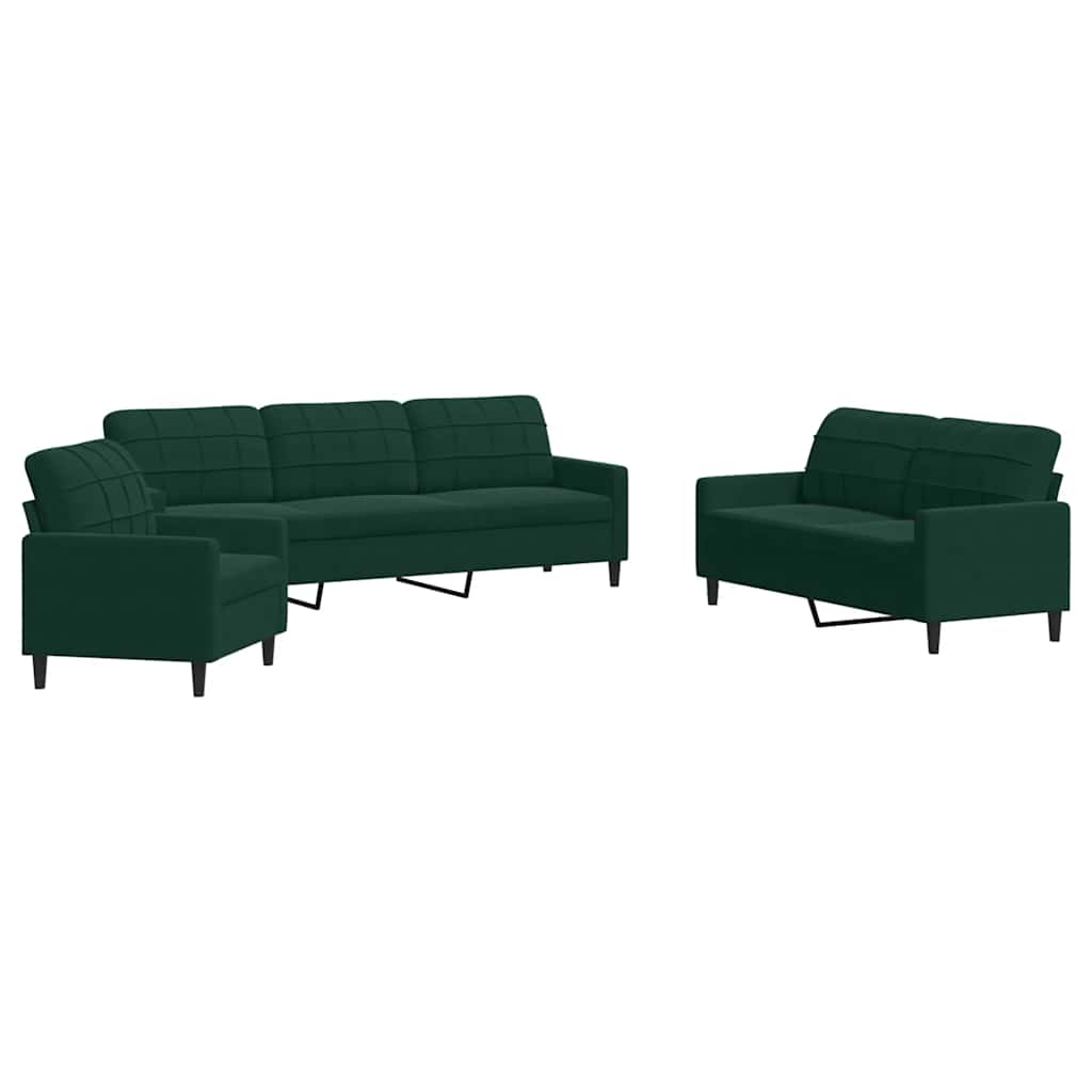 3-delige Loungeset met kussens fluweel donkergroen is nu te koop bij PeponiXL, paradijselijk wonen!