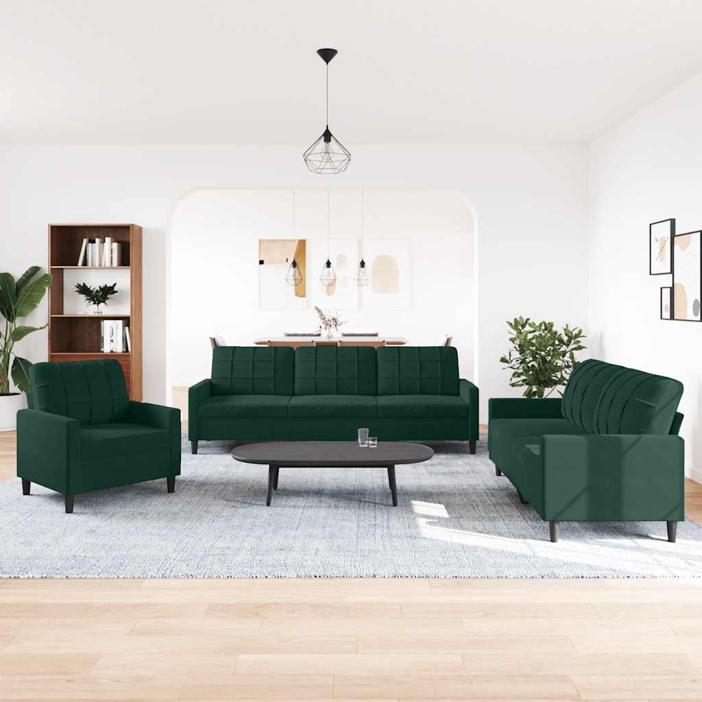 3-delige Loungeset met kussens fluweel donkergroen is nu te koop bij PeponiXL, paradijselijk wonen!