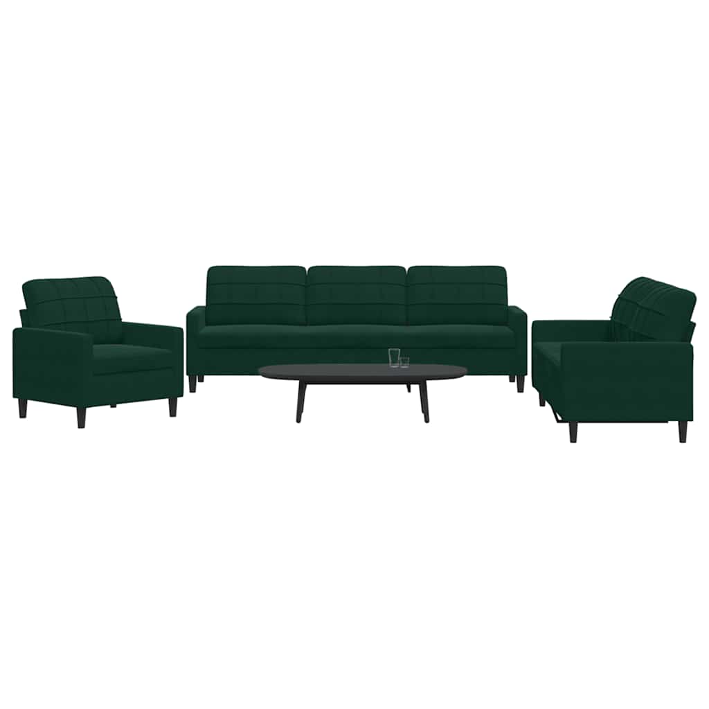 3-delige Loungeset met kussens fluweel donkergroen is nu te koop bij PeponiXL, paradijselijk wonen!