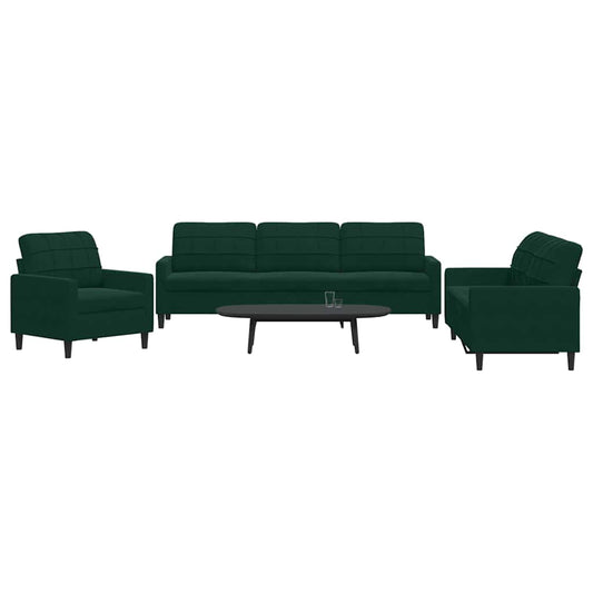3-delige Loungeset met kussens fluweel donkergroen is nu te koop bij PeponiXL, paradijselijk wonen!