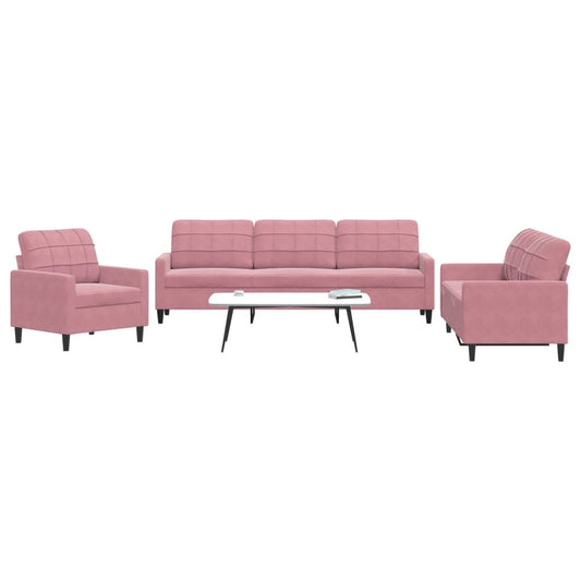 3-delige Loungeset met kussens fluweel roze is nu te koop bij PeponiXL, paradijselijk wonen!