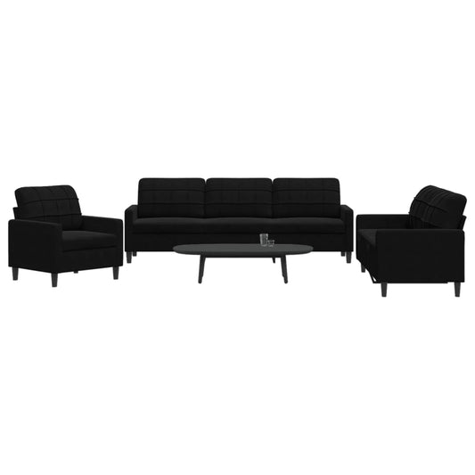 3-delige Loungeset met kussens fluweel zwart is nu te koop bij PeponiXL, paradijselijk wonen!