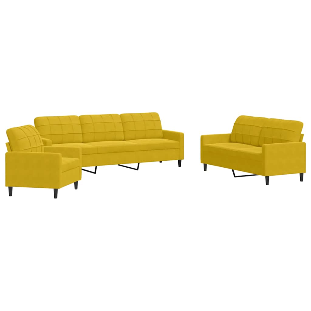 3-delige Loungeset met kussens fluweel geel is nu te koop bij PeponiXL, paradijselijk wonen!